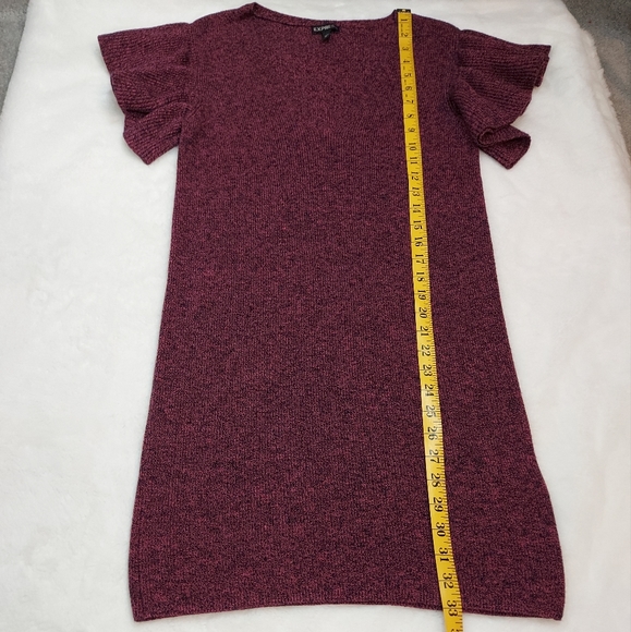 Express Berry Black Knit Deep V Neck Butterfly Sleeve Sweater Dress Size S - Picture 9 of 9